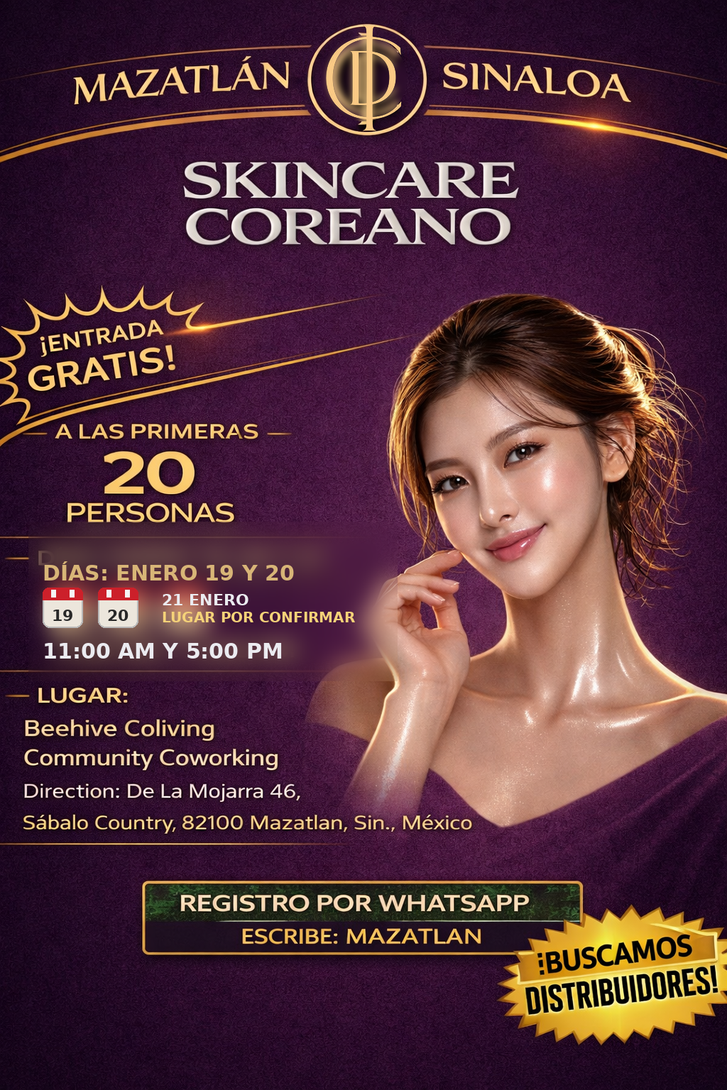 Skincare Coreano GRATIS — Mazatlán (Sinaloa) — 19, 20 y 21 de enero